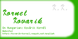 kornel kovarik business card